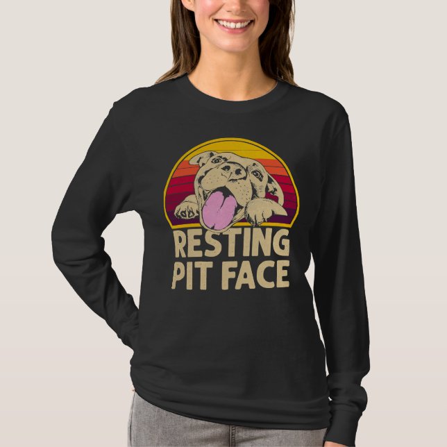 T-shirt Chien Pitbull Repose Pit Face Drôle Pour Pitbull L (Devant)