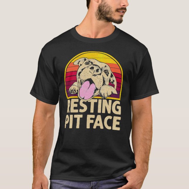 T-shirt Chien Pitbull Repose Pit Face Drôle Pour Pitbull L (Devant)