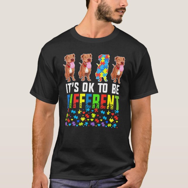 T-shirt Chien Pitbull Sensibilisation à l'autisme (Devant)