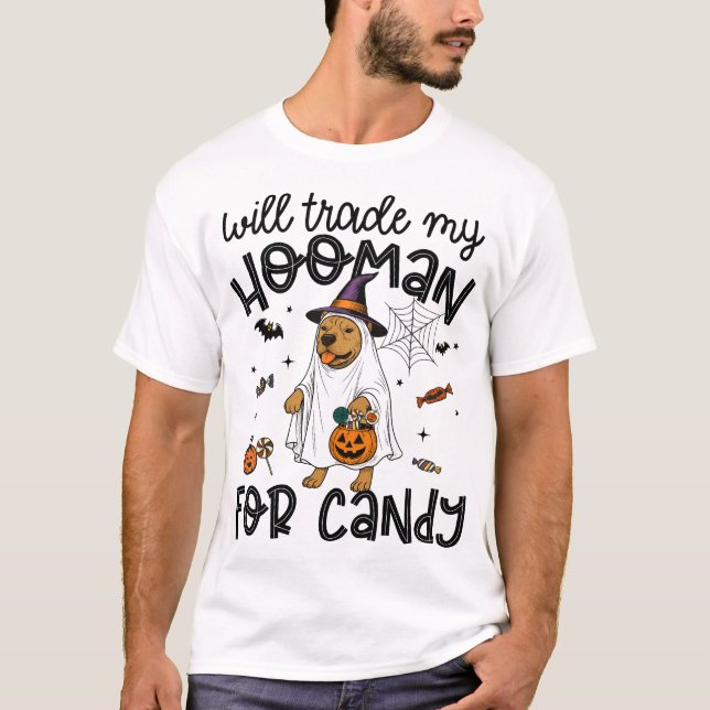 T-shirt Chien Pitpull Halloween Fantôme Épouvantable (Devant)