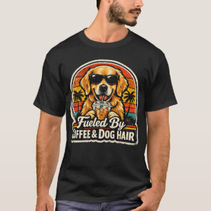 T-shirt Chien Poil Doré Retriever Alimenté Par Caf