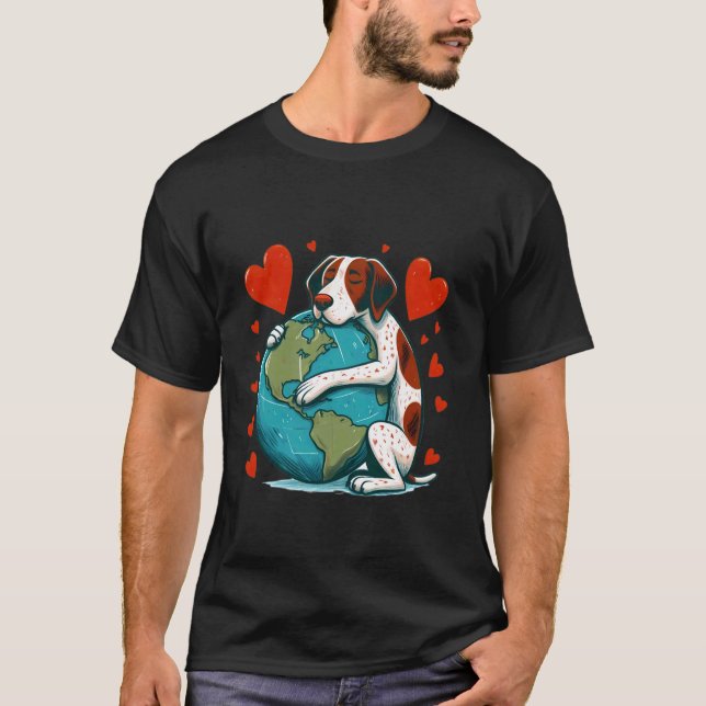 T-shirt Chien pointer Jour de la Terre Câlin Amour Proprié (Devant)