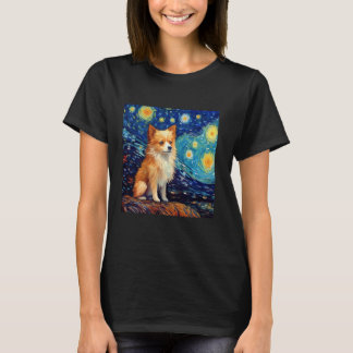 T-shirt Chien Pomchi de nuit surréaliste Starry