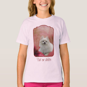T-shirt Chien Pomeranian Blanc Fleurs de Lys Art Animalier