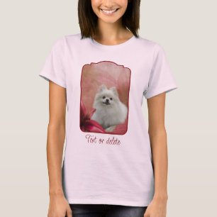 T-shirt Chien Pomeranian Blanc Fleurs de Lys Art Animalier