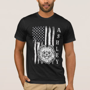 T-shirt Chien Pomeranian Patriote Américain Animal de comp