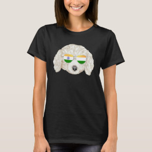 T-shirt Chien Poodle Blanc Drapeau Inde Inde Pochette