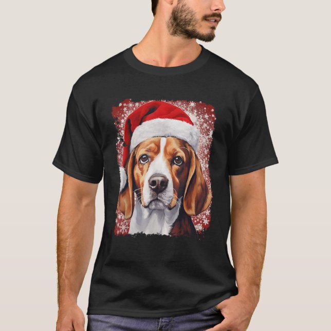 T-shirt Chien Pop Art Beagle Noël  (Devant)