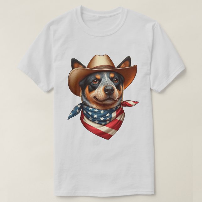 T-shirt Chien portant un drapeau Casquette et américain Ba (Design devant)