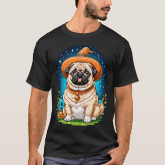 T-shirt "Chien Potelé en Chapeau de Sorcière Série d'Art H