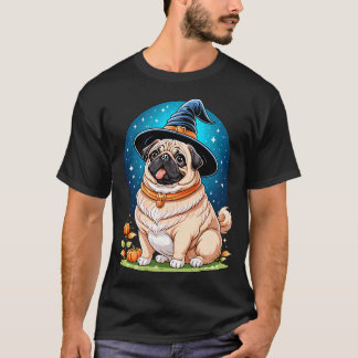 T-shirt "Chien Potelé en Chapeau de Sorcière Série d'Art H