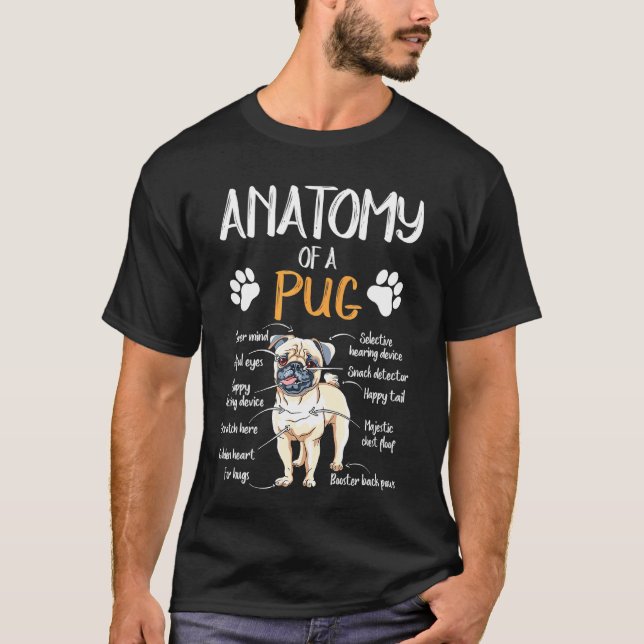 T-shirt Chien Pug Anatomie Drôle (Devant)