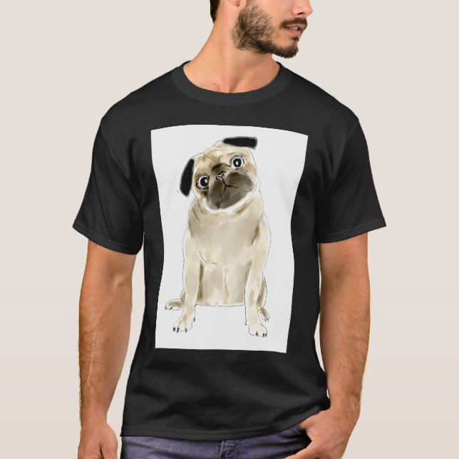T-shirt Chien Pug assis joliment (Devant)