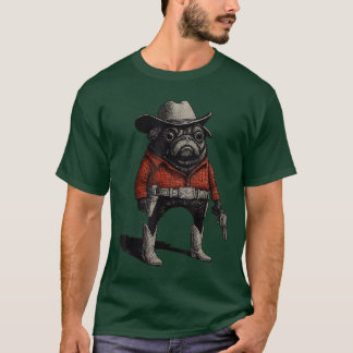 T-shirt Chien Pug Cowboy Drôle Tenue Western Rouge Pug Cow