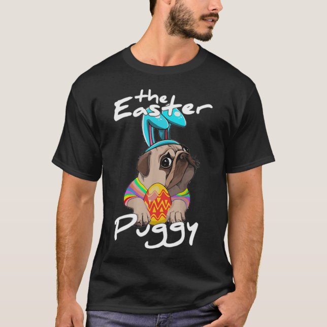 T-shirt Chien Pug Lapin Joyeuses Pâques (Devant)