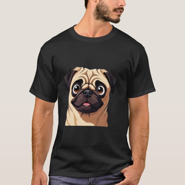 T-shirt Chien Pug mignon (Devant)