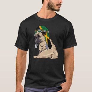 T-shirt Chien Pug Mignon Rétro Drapeau Jamaïque Fierté