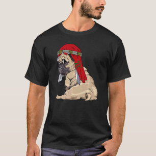 T-shirt Chien Pug Mignon Rétro Drapeau Maroc Fierté