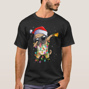 T-shirt Chien Pug Noël Pug Chapeau de Père Noël Noël dégue