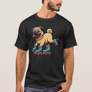 T-shirt Chien Pug Patinage à roulettes