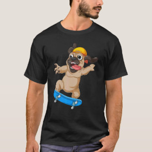 T-shirt Chien Pug Skateboard Skateur Planche à roulettes