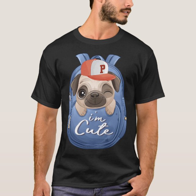 T-shirt Chien Pug Visage Mignon (Devant)