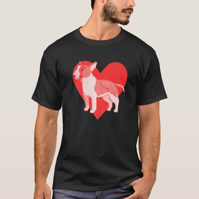 T-shirt Chien Red Heart Bull Terrier (Devant)