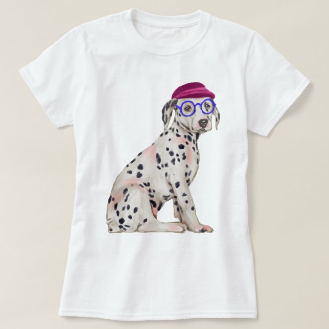 T-shirt Chien repéré par Dalmate se précipitant peint à la (Design devant)