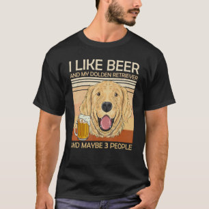 T-shirt Chien Retriever Doré 3 Personnes Boivent Bière Chi