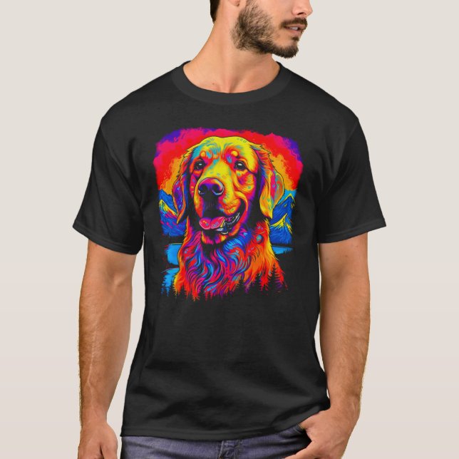 T-shirt Chien Retriever doré Art (Devant)