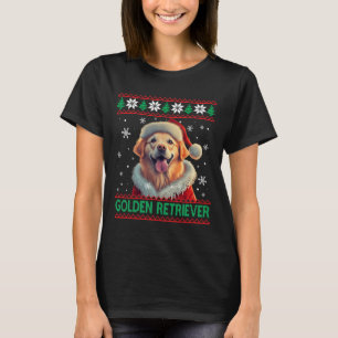 T-shirt Chien Retriever doré Chapeau de Père Noël Noël lai
