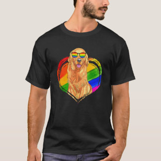 T-shirt Chien Retriever doré Cœur Arc-en-ciel Animal de co