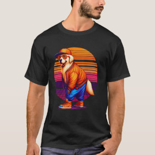 T-shirt Chien Retriever Doré Cool Style Urbain Moderne Cou