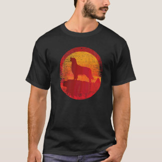 T-shirt Chien Retriever doré Coucher de soleil Rétro