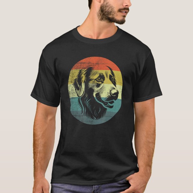 T-shirt Chien Retriever Doré Design Rétro (Devant)