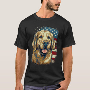 T-shirt Chien Retriever Doré Drapeau américain 4 juillet