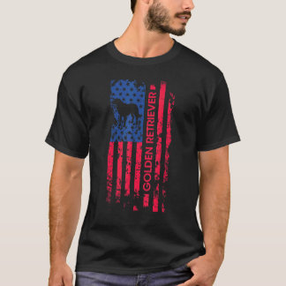 T-shirt Chien Retriever doré Drapeau américain patriotique