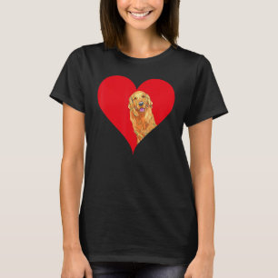 T-shirt Chien Retriever Doré Drôle Cœur Rouge Saint-Valent