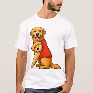 T-shirt Chien retriever doré drôle J'aime maman tatouage a