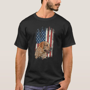 T-shirt Chien Retriever doré en détresse Drapeau américain