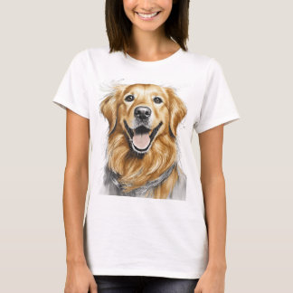 T-shirt Chien Retriever doré heureux