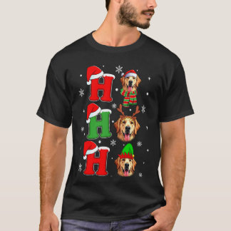 T-shirt Chien Retriever doré Ho Ho Ho Noël Santa Elf 