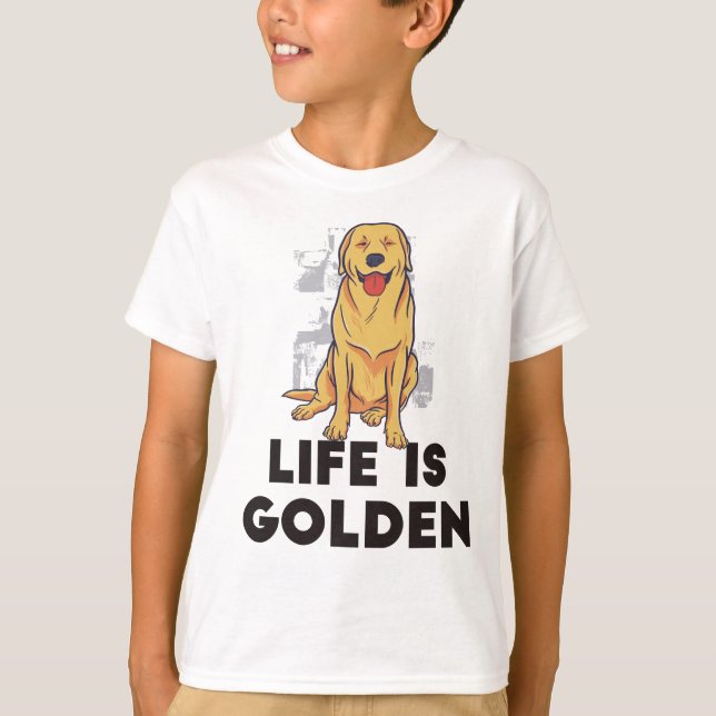 T-shirt Chien Retriever Doré - La Vie Est Dorée (Devant)