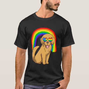 T-shirt Chien Retriever Doré Lgbt Arc-en-ciel Usa Drapeau