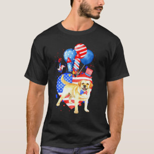 T-shirt Chien Retriever doré Merica 4 juillet Drapeau amér