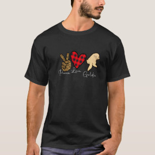 T-shirt Chien Retriever Doré Mignon Paix Amour Goldie Chio