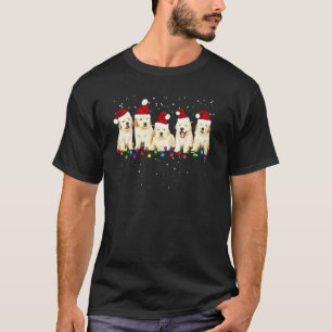 T-shirt Chien Retriever Doré Mignon Père Noël Avec Lumière