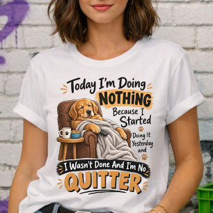 T-shirt Chien Retriever Doré Paresseux Faisant Rien Citati