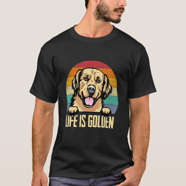 T-shirt Chien Retriever doré Rétro (Devant)