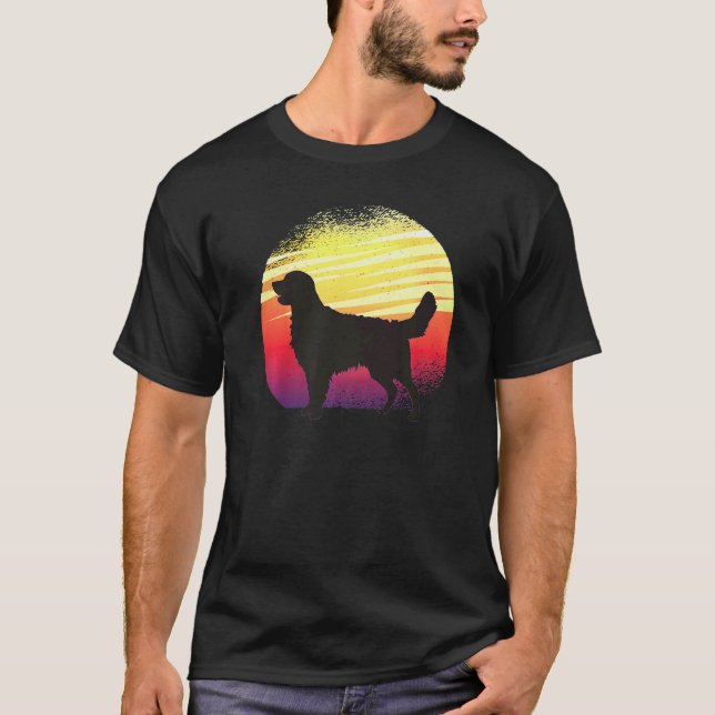 T-shirt Chien Retriever Doré Rétro  1 (Devant)
